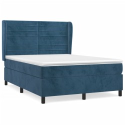 vidaXL Cama box spring con colchón terciopelo azul oscuro 140x200 cm