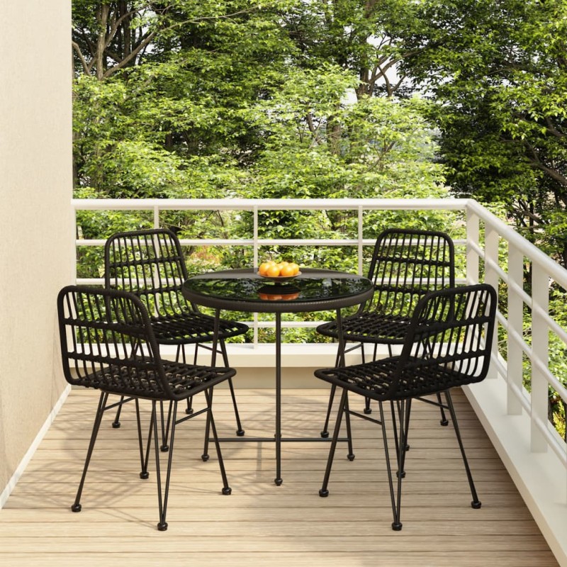 vidaXL Juego de comedor de jardín 5 piezas ratán sintético negro vidaXL Juego de comedor de jardín 5 piezas ratán sintético negro