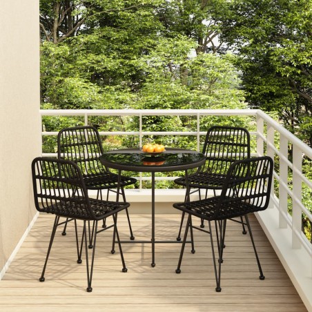 vidaXL Juego de comedor de jardín 5 piezas ratán sintético negro