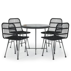 vidaXL Juego de comedor de jardín 5 piezas ratán sintético negro