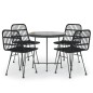 vidaXL Juego de comedor de jardín 5 piezas ratán sintético negro vidaXL Juego de comedor de jardín 5 piezas ratán sintético negro