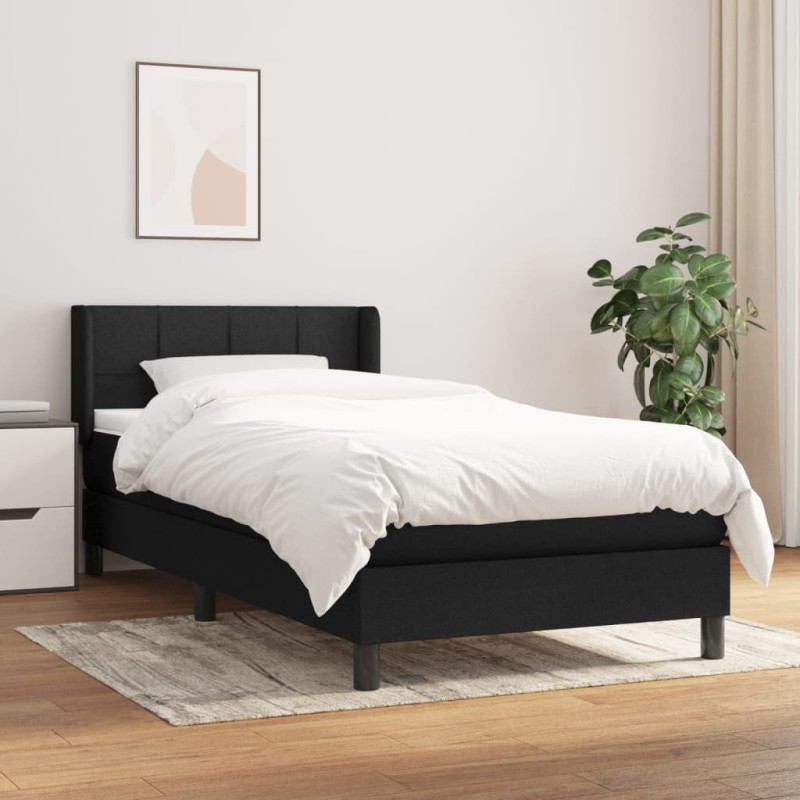 vidaXL Cama box spring con colchón tela negro 90x190 cm vidaXL Cama box spring con colchón tela negro 90x190 cm
