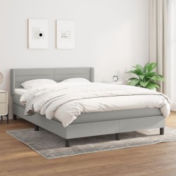 vidaXL Cama box spring con colchón tela gris claro 140x190 cm
