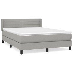 vidaXL Cama box spring con colchón tela gris claro 140x190 cm