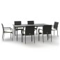 vidaXL Set de comedor de jardín 7 pzas y cojines ratán sintético negro vidaXL Set de comedor de jardín 7 pzas y cojines ratán sintético negro