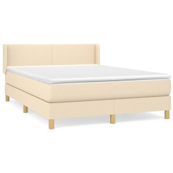 vidaXL Cama box spring con colchón tela color crema 140x200 cm