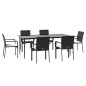 vidaXL Set de comedor de jardín 7 pzas y cojines ratán sintético negro vidaXL Set de comedor de jardín 7 pzas y cojines ratán sintético negro