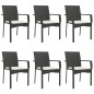 vidaXL Set de comedor de jardín 7 pzas y cojines ratán sintético negro vidaXL Set de comedor de jardín 7 pzas y cojines ratán sintético negro