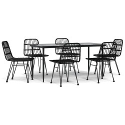 vidaXL Juego de comedor de jardín 7 piezas ratán sintético negro