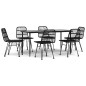 vidaXL Juego de comedor de jardín 7 piezas ratán sintético negro vidaXL Juego de comedor de jardín 7 piezas ratán sintético negro