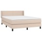 vidaXL Cama box spring con colchón cuero sintético capuchino 140x190cm vidaXL Cama box spring con colchón cuero sintético capuchino 140x190cm