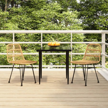 vidaXL Juego de comedor de jardín 3 piezas ratán sintético