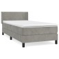 vidaXL Cama box spring con colchón terciopelo gris claro 90x190 cm vidaXL Cama box spring con colchón terciopelo gris claro 90x190 cm