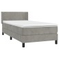 vidaXL Cama box spring con colchón terciopelo gris claro 90x190 cm vidaXL Cama box spring con colchón terciopelo gris claro 90x190 cm