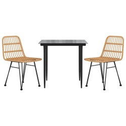 vidaXL Juego de comedor de jardín 3 piezas ratán sintético