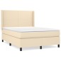 vidaXL Cama box spring con colchón tela color crema 140x190 cm vidaXL Cama box spring con colchón tela color crema 140x190 cm