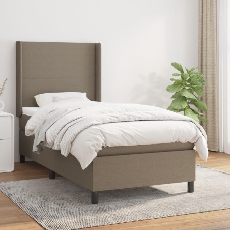 vidaXL Cama box spring con colchón tela gris taupe 90x200 cm