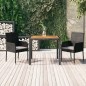 vidaXL Set comedor de jardín 3 pzas con cojines ratán sintético negro vidaXL Set comedor de jardín 3 pzas con cojines ratán sintético negro