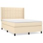 vidaXL Cama box spring con colchón tela color crema 140x200 cm vidaXL Cama box spring con colchón tela color crema 140x200 cm
