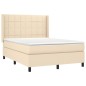 vidaXL Cama box spring con colchón tela color crema 140x200 cm vidaXL Cama box spring con colchón tela color crema 140x200 cm