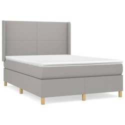 vidaXL Cama box spring con colchón tela gris claro 140x190 cm