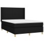 vidaXL Cama box spring con colchón tela negro 140x190 cm