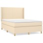 vidaXL Cama box spring con colchón tela color crema 140x200 cm vidaXL Cama box spring con colchón tela color crema 140x200 cm