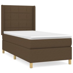vidaXL Cama box spring con colchón tela marrón oscuro 80x200 cm