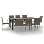 vidaXL Set comedor jardín 9 pzas y cojines ratán sintético negro gris vidaXL Set comedor jardín 9 pzas y cojines ratán sintético negro gris