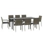 vidaXL Set comedor jardín 9 pzas y cojines ratán sintético negro gris vidaXL Set comedor jardín 9 pzas y cojines ratán sintético negro gris