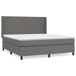 vidaXL Cama box spring con colchón cuero sintético gris 180x200 cm