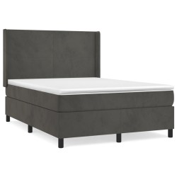 vidaXL Cama box spring con colchón terciopelo gris oscuro 140x190 cm