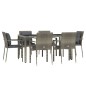 vidaXL Set comedor jardín 7 pzas y cojines ratán sintético gris vidaXL Set comedor jardín 7 pzas y cojines ratán sintético gris