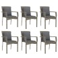 vidaXL Set comedor jardín 7 pzas y cojines ratán sintético gris vidaXL Set comedor jardín 7 pzas y cojines ratán sintético gris