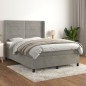 vidaXL Cama box spring con colchón terciopelo gris claro 140x200 cm