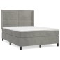 vidaXL Cama box spring con colchón terciopelo gris claro 140x200 cm