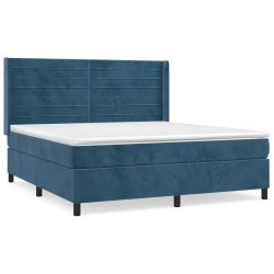 vidaXL Cama box spring con colchón terciopelo azul oscuro 180x200 cm