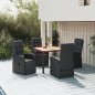 vidaXL Juego comedor jardín 5 pzas madera acacia ratán sintético negro