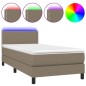 vidaXL Cama box spring colchón y luces LED tela gris taupe 90x190 cm vidaXL Cama box spring colchón y luces LED tela gris taupe 90x190 cm
