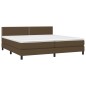 vidaXL Cama box spring colchón luces LED tela marrón oscuro 200x200 cm