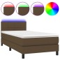 vidaXL Cama box spring colchón y luces LED tela marrón oscuro 80x200cm vidaXL Cama box spring colchón y luces LED tela marrón oscuro 80x200cm