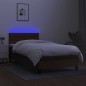 vidaXL Cama box spring colchón y luces LED tela marrón oscuro 80x200cm vidaXL Cama box spring colchón y luces LED tela marrón oscuro 80x200cm