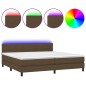 vidaXL Cama box spring colchón luces LED tela marrón oscuro 200x200 cm vidaXL Cama box spring colchón luces LED tela marrón oscuro 200x200 cm