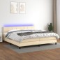 vidaXL Cama box spring colchón y luces LED tela crema 200x200 cm vidaXL Cama box spring colchón y luces LED tela crema 200x200 cm