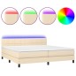 vidaXL Cama box spring colchón y luces LED tela crema 200x200 cm vidaXL Cama box spring colchón y luces LED tela crema 200x200 cm