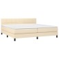 vidaXL Cama box spring colchón y luces LED tela crema 200x200 cm vidaXL Cama box spring colchón y luces LED tela crema 200x200 cm