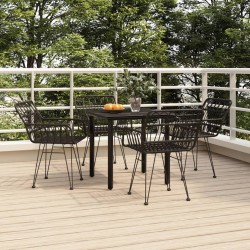 vidaXL Juego de comedor de jardín 5 piezas ratán sintético negro