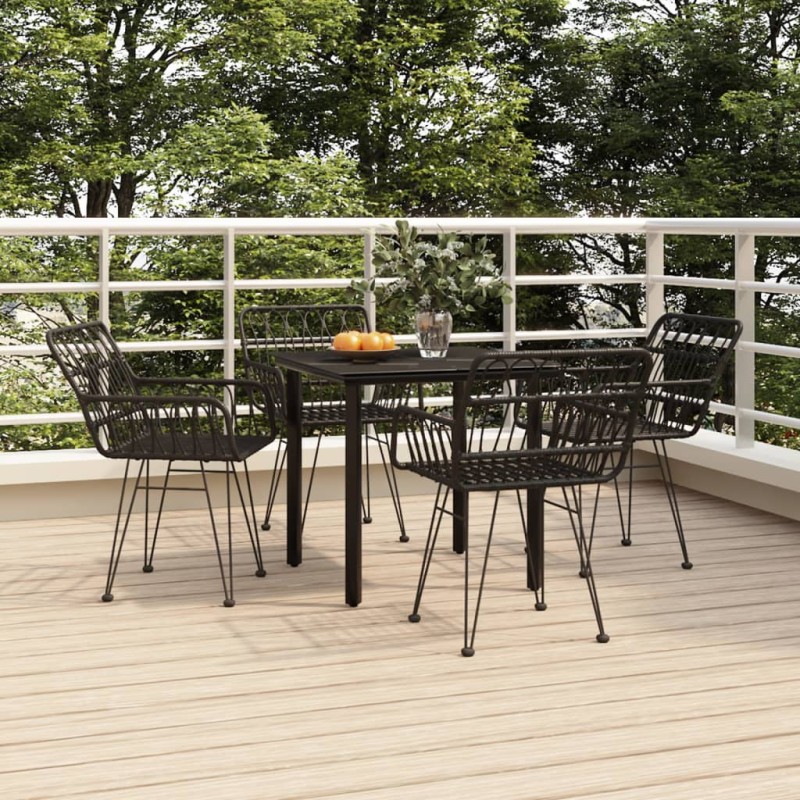 vidaXL Juego de comedor de jardín 5 piezas ratán sintético negro vidaXL Juego de comedor de jardín 5 piezas ratán sintético negro