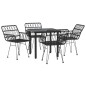 vidaXL Juego de comedor de jardín 5 piezas ratán sintético negro vidaXL Juego de comedor de jardín 5 piezas ratán sintético negro