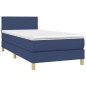 vidaXL Cama box spring colchón y luces LED tela azul 90x200 cm